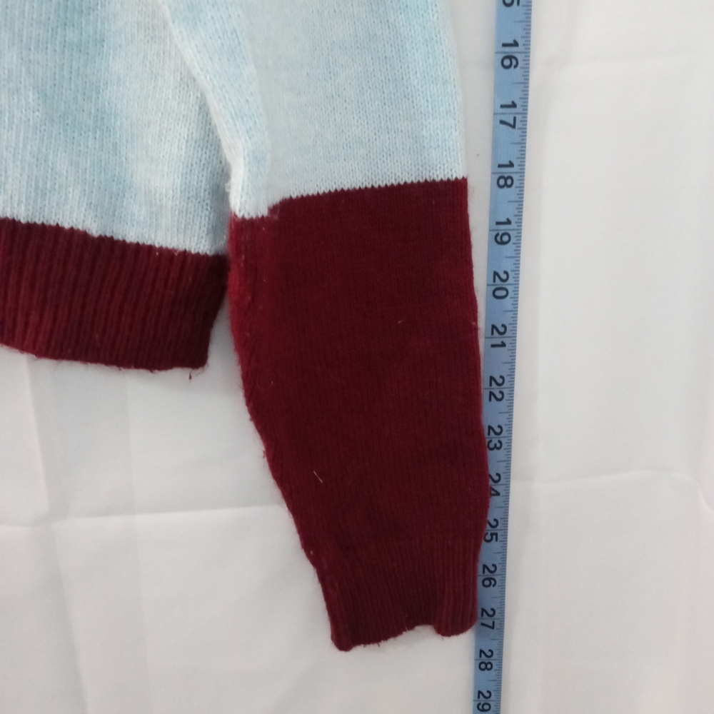 H&M Divided Colorblock Striped Crewneck Sweater Pink Yellow Blue Maroon  Small - Picture 2 of 7